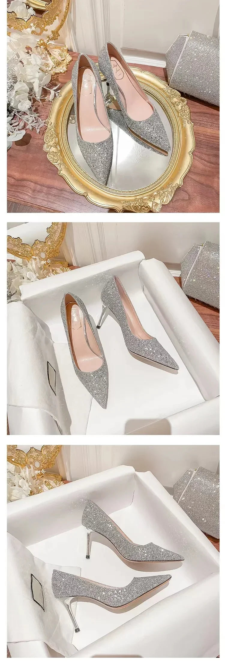 Gloria | Scarpe da sposa con tacco alto da donna, colore oro