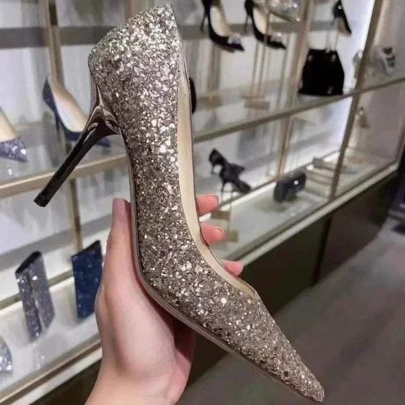 Gloria | Scarpe da sposa con tacco alto da donna, colore oro