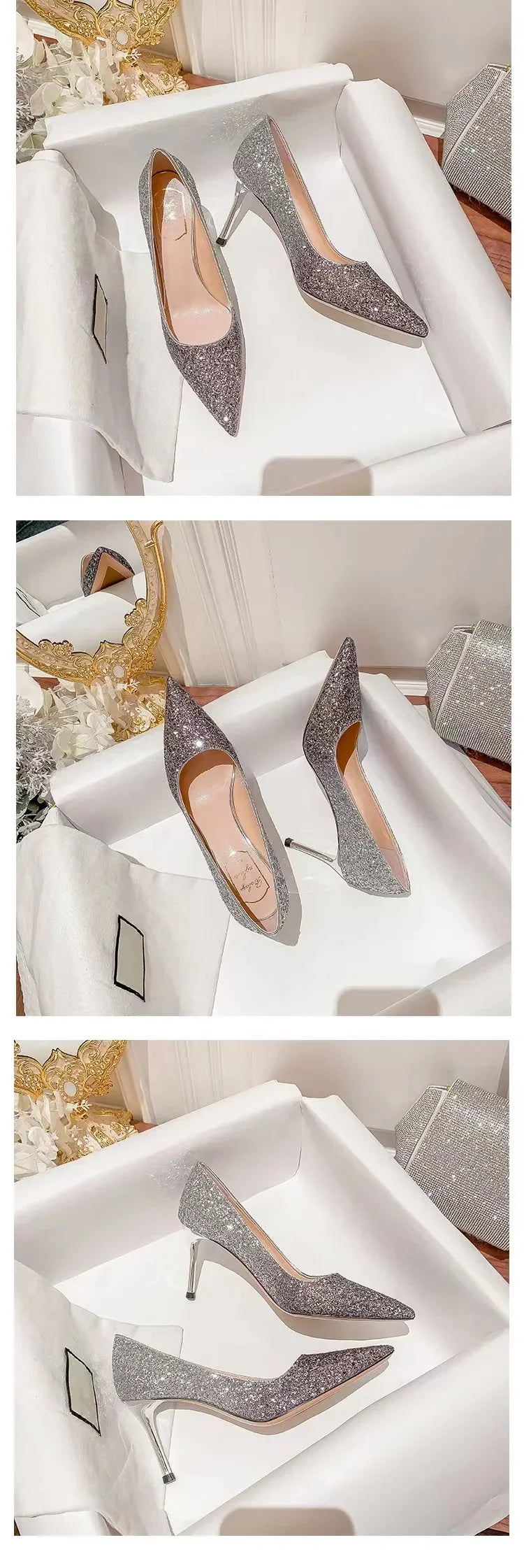 Gloria | Scarpe da sposa con tacco alto da donna, colore oro